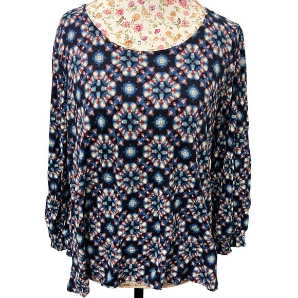 🌸 NEW FatFace Blue Kaleidoscope Print Blouse Size 14 UK US 10 EU 42 - Picture 1 of 6